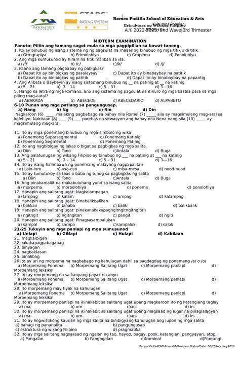 examinee in tagalog